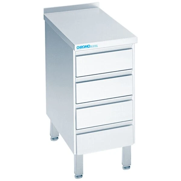 Schubladenblock mit 4 Schubladen, mit Tischplatte hinten auf - 400x700x850/900 mm