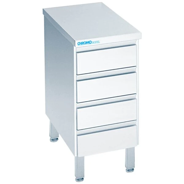 Schubladenblock mit 4 Schubladen, mit Tischplatte allseits ab - 400x600x850/900 mm