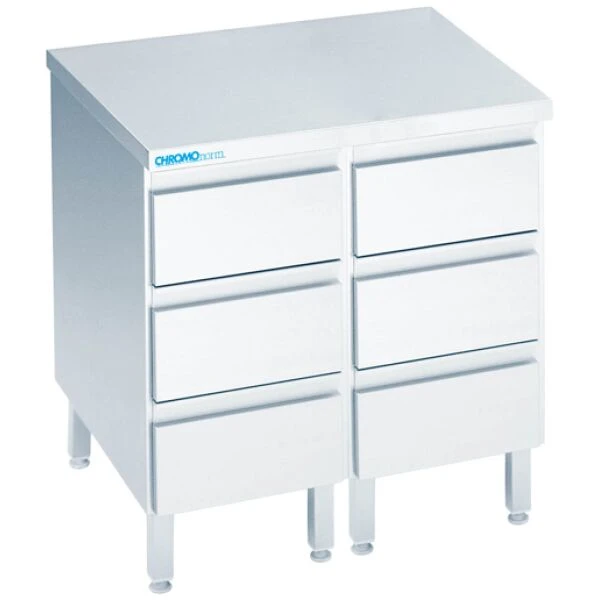 Schubladenblock mit 6 Schubladen, mit Tischplatte allseits ab - 800x600x850/900 mm