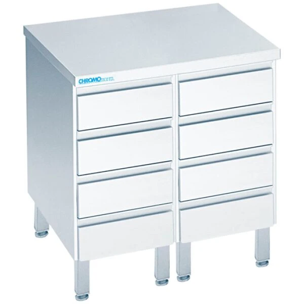 Schubladenblock mit 8 Schubladen, mit Tischplatte allseits ab - 800x600x850/900 mm