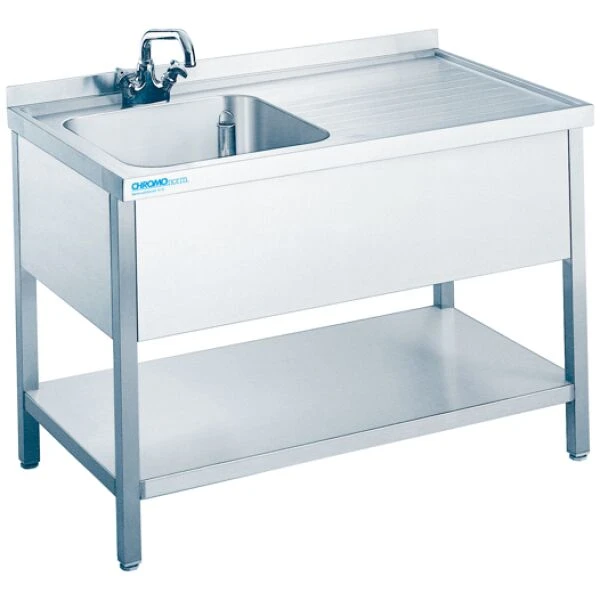 Spültisch mit 1 Becken links und Zwischenboden