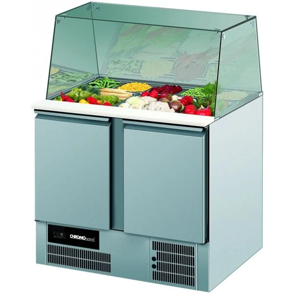 Saladette BR 795, GN 1/1, Glasaufsatz, 2 Türen - 950x680x815/1200 mm