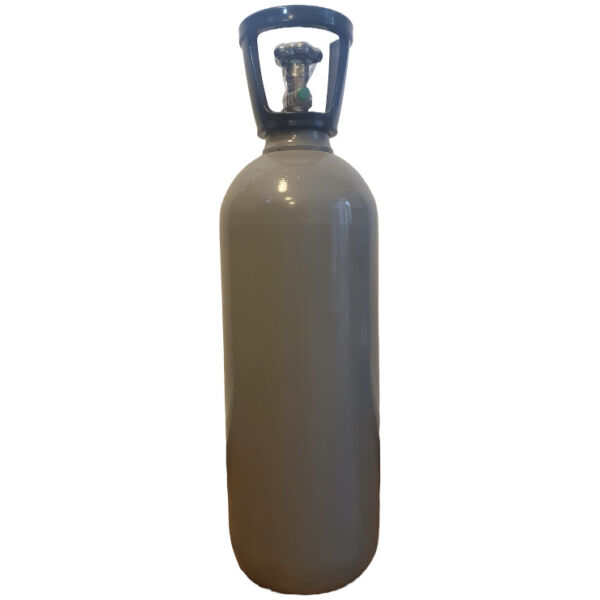 10 kg CO2-Flasche kurz mit Füllung, Ral Grau mit Drehventil, mit TÜV Zulassung