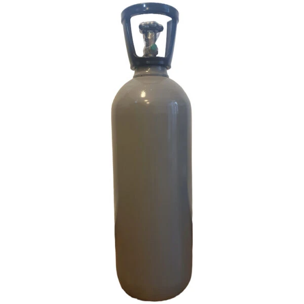 10 kg CO2-Flasche kurz mit Füllung, Ral Grau mit Drehventil, mit TÜV Zulassung