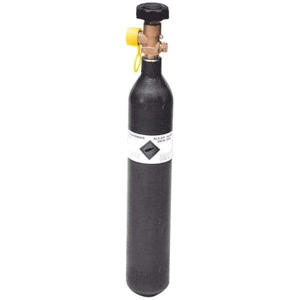 0,5 kg CO2-Flasche mit Füllung, Ral Grau mit Drehventil, mit TÜV Zulassung