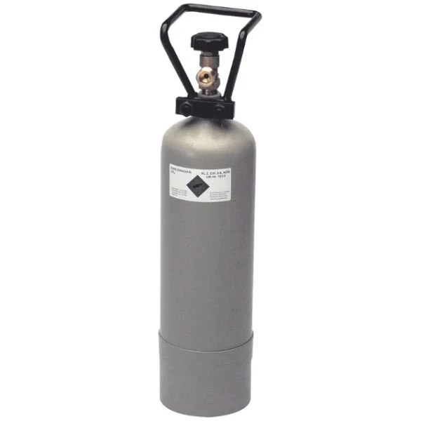 2 kg CO2-Flasche mit Füllung, Ral Grau mit Drehventil, mit TÜV Zulassung